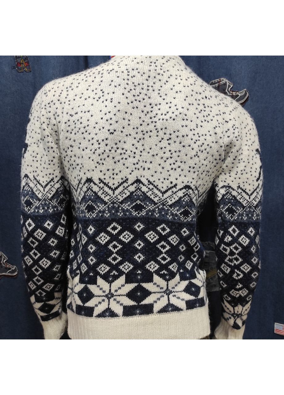 Білий зимовий светр чоловічий теплий вовна з оленями новорічний No Brand