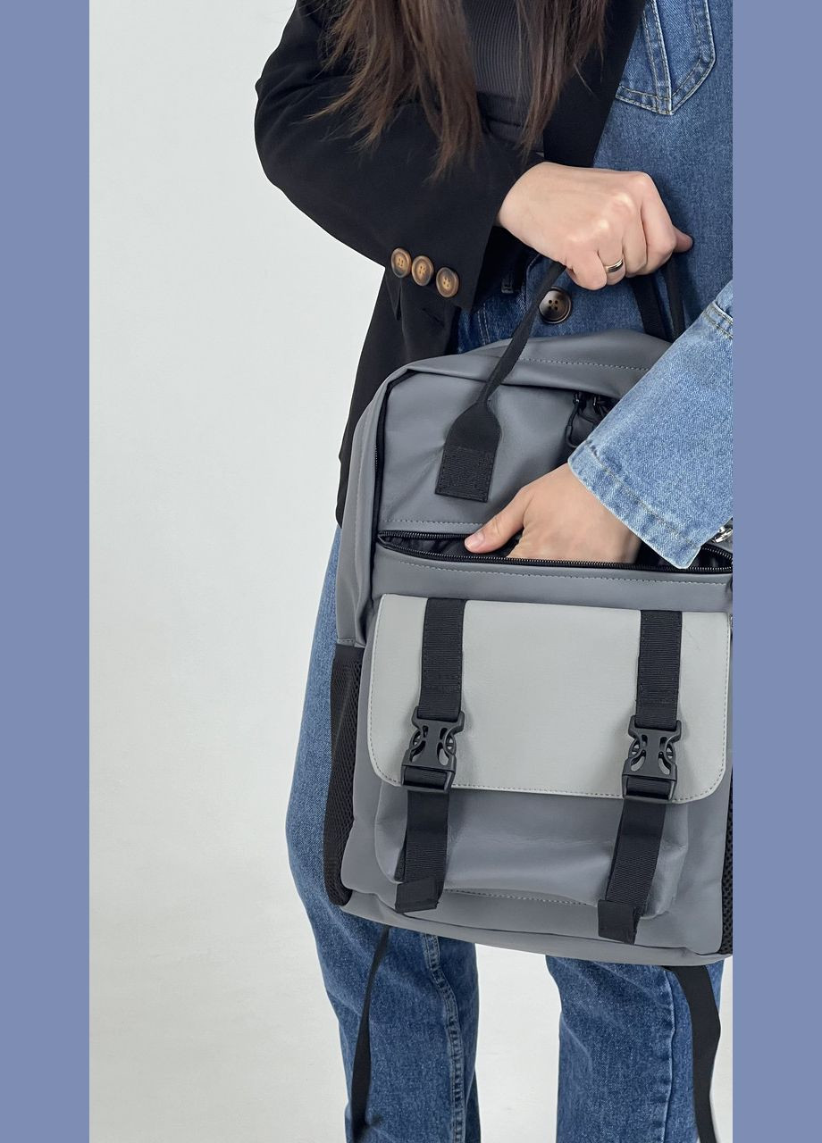 Жіночий рюкзак Канкун, комбінований сірий в екошкірі з відділенням для ноутбука ToBeYou Kankun (280930889)