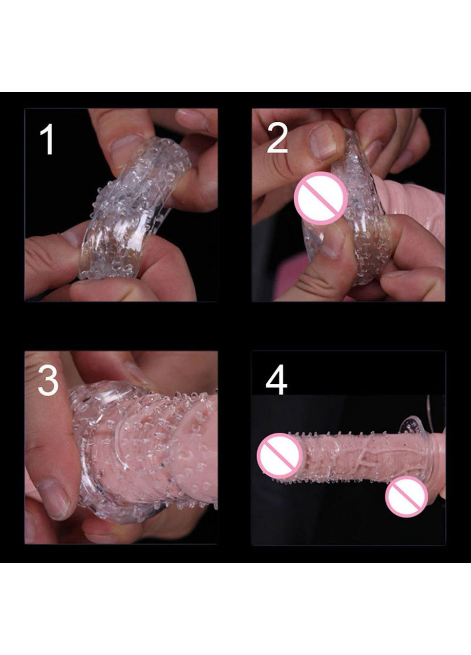 Насадка на пеніс з вусиками та шипами тонка прозора, багаторазовий презерватив China (317747484)