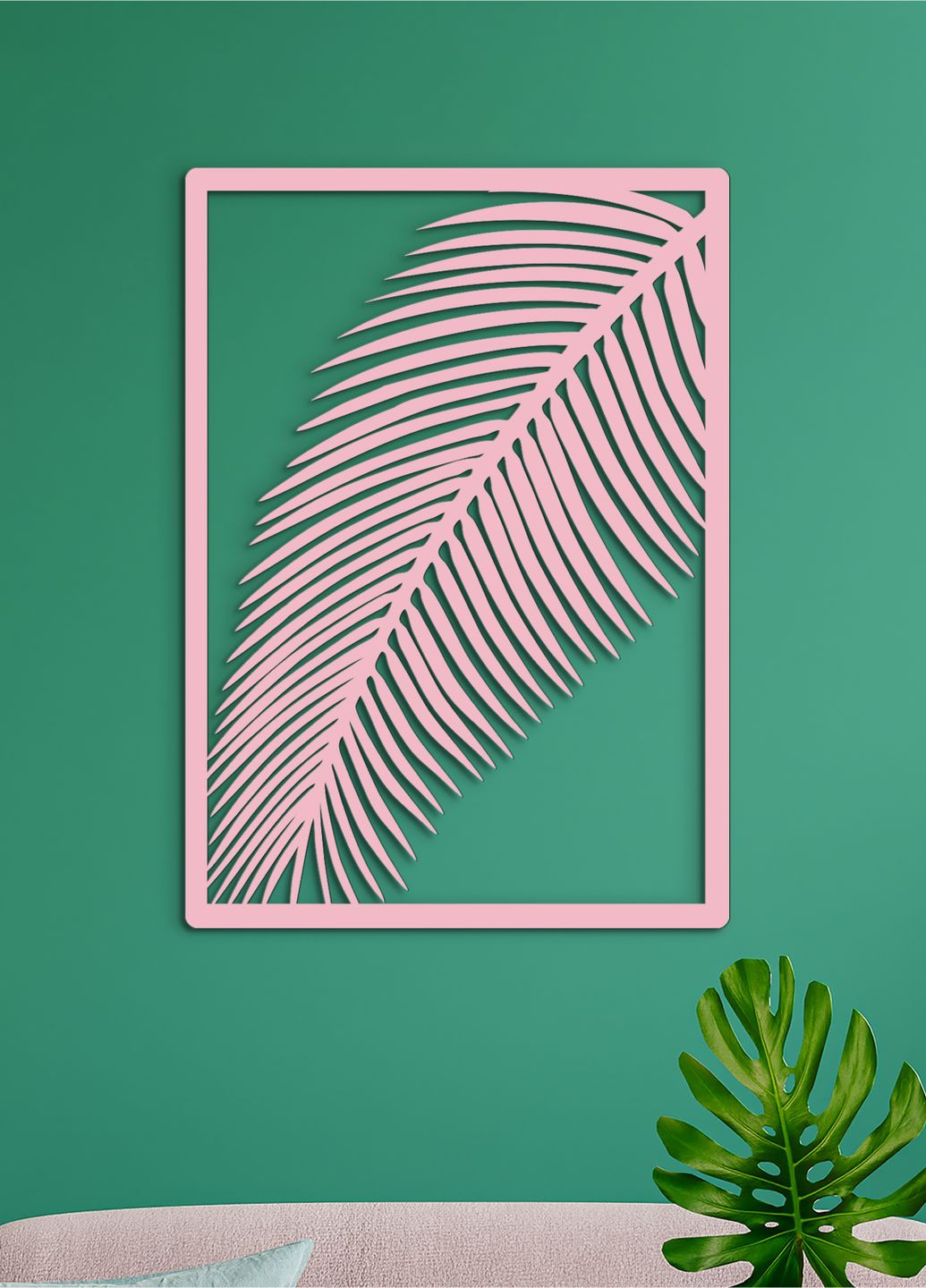 Современные картины для интерьера, современный декор стен "Пальмовий лист", стиль лофт 60х43 см Woodyard (292112986)