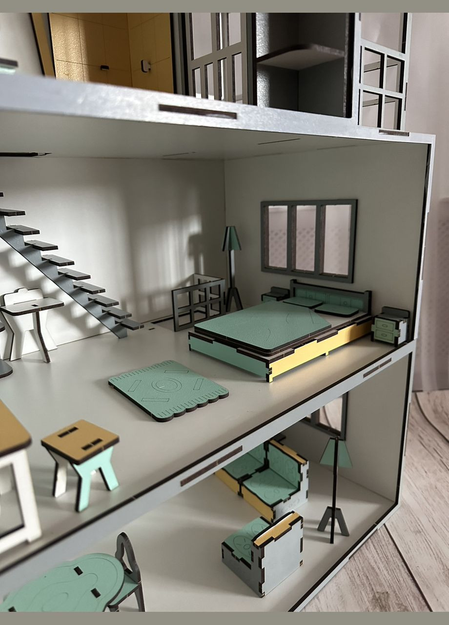 Деревянный самосборный игрушечный домик для кукол, комплект мебели. No Brand (305076704)