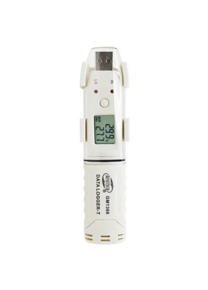 Даталоггер температуры USB GM1366 -30 до +80°C Пластик Чёрный 61440 измерений BENETECH (393450161)