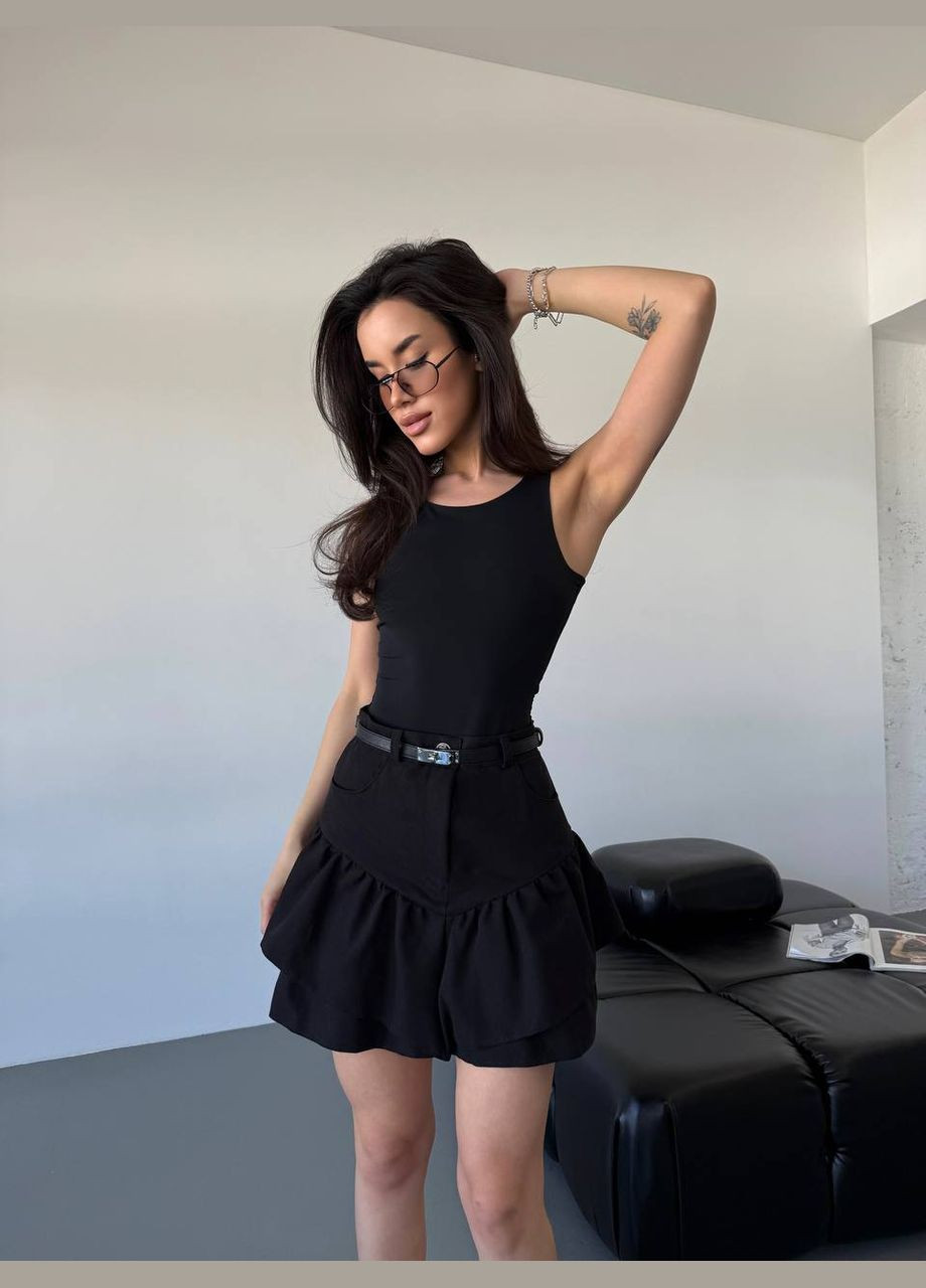 Черная повседневная однотонная женская юбка No Brand