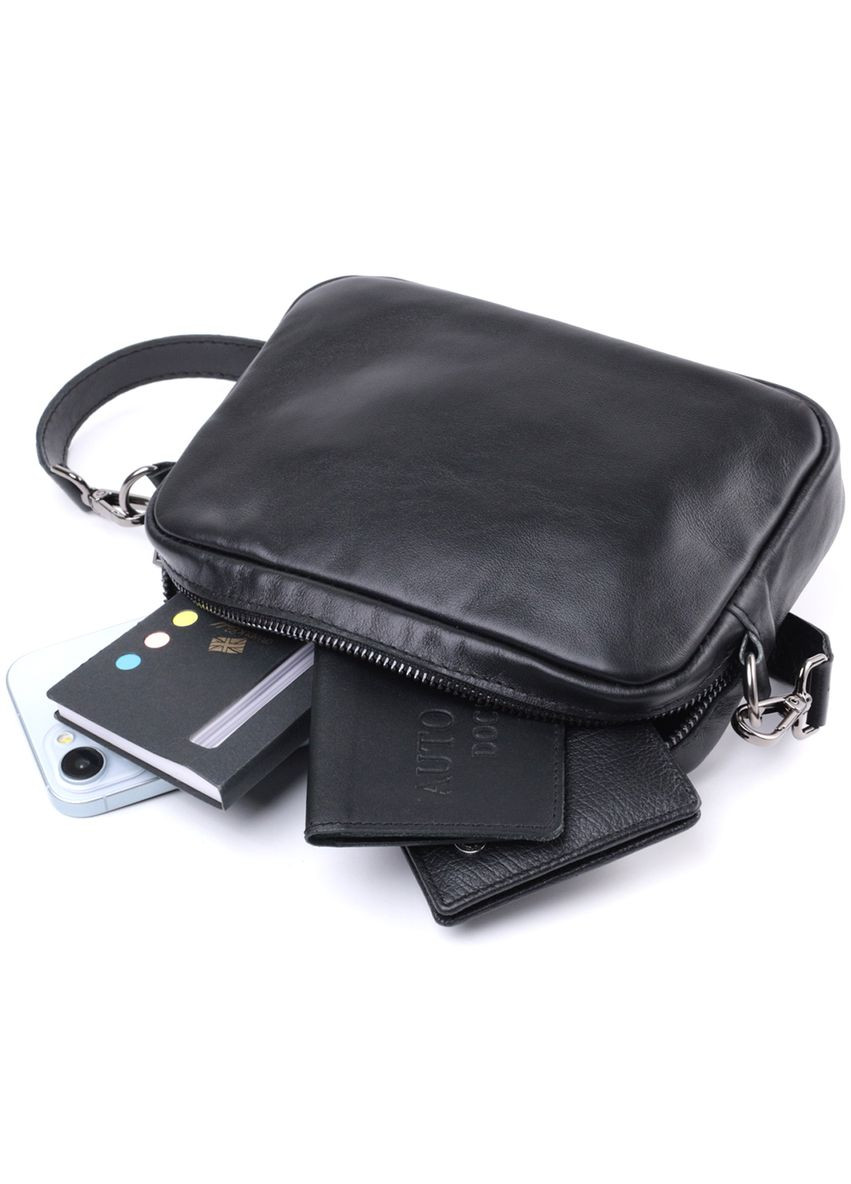 Классическая сумка кросс-боди из гладкой натуральной кожи с потайным карманом черная (sku_22841) No Brand (329853520)