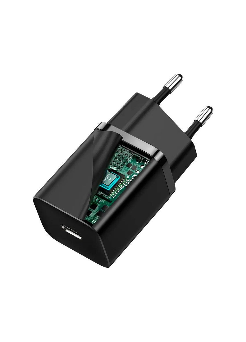 Мережевий зарядний пристрій Super Si quick charger IC 30W EU Black Baseus (322222819)