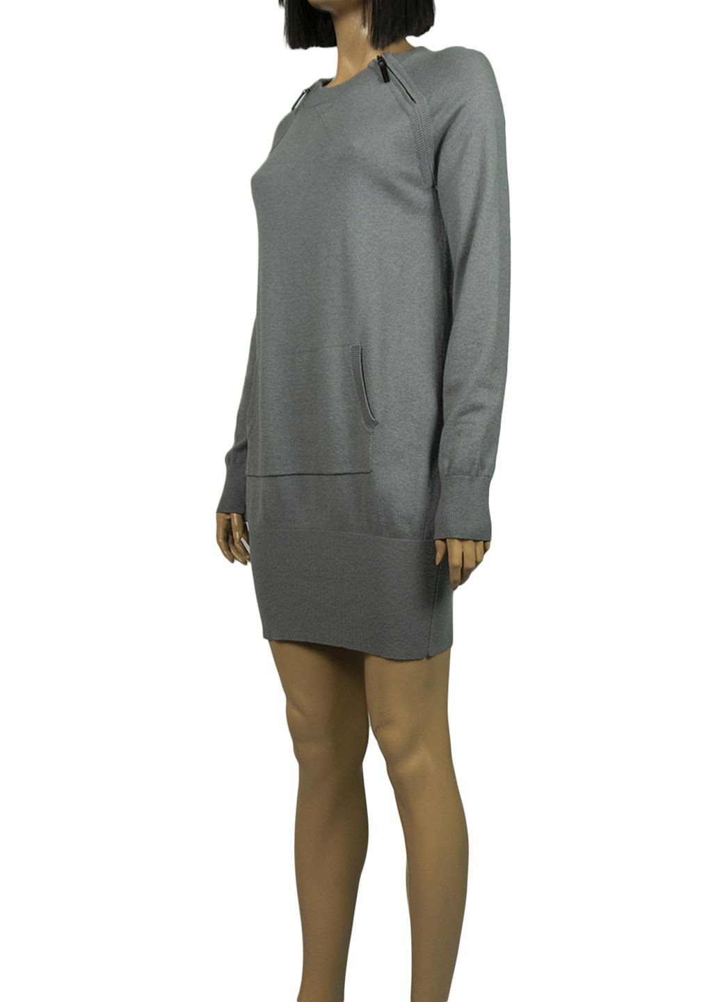 Серое кэжуал платье-туника демисезонное миди we-06242 серый Evona однотонное