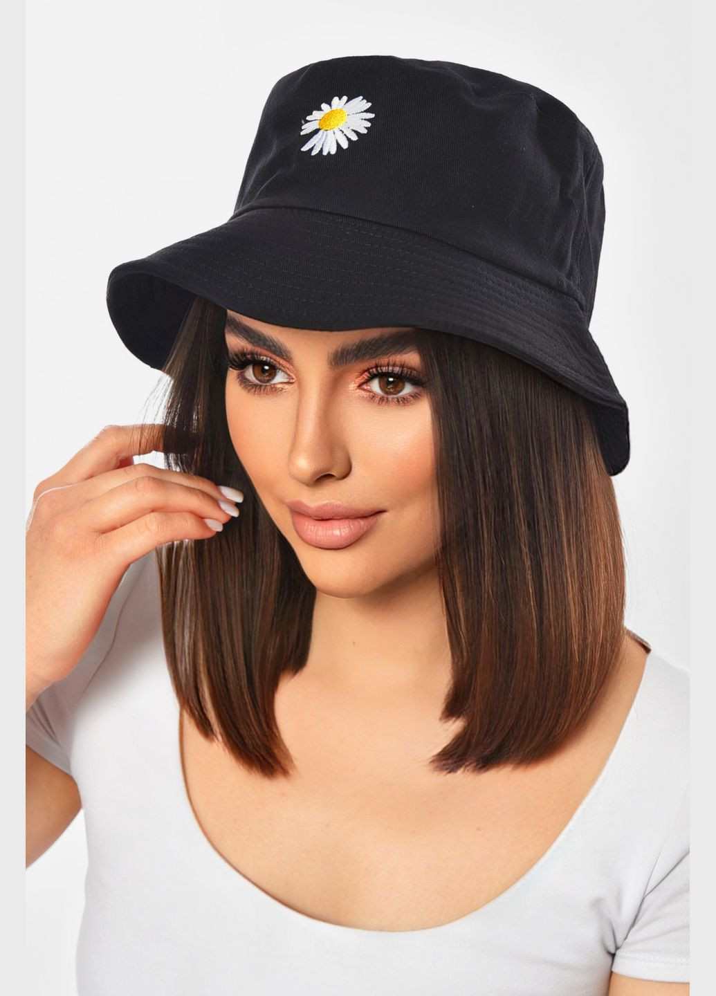 Панама жіноча двостороння чорного кольору Let's Shop (329995738)