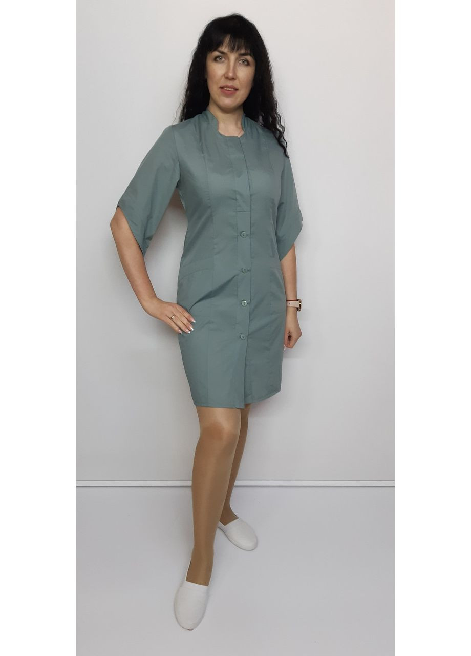 Жіночий медичний халат Стефанія бавовна 46 розмір три чверті рукав No Brand (365843330)