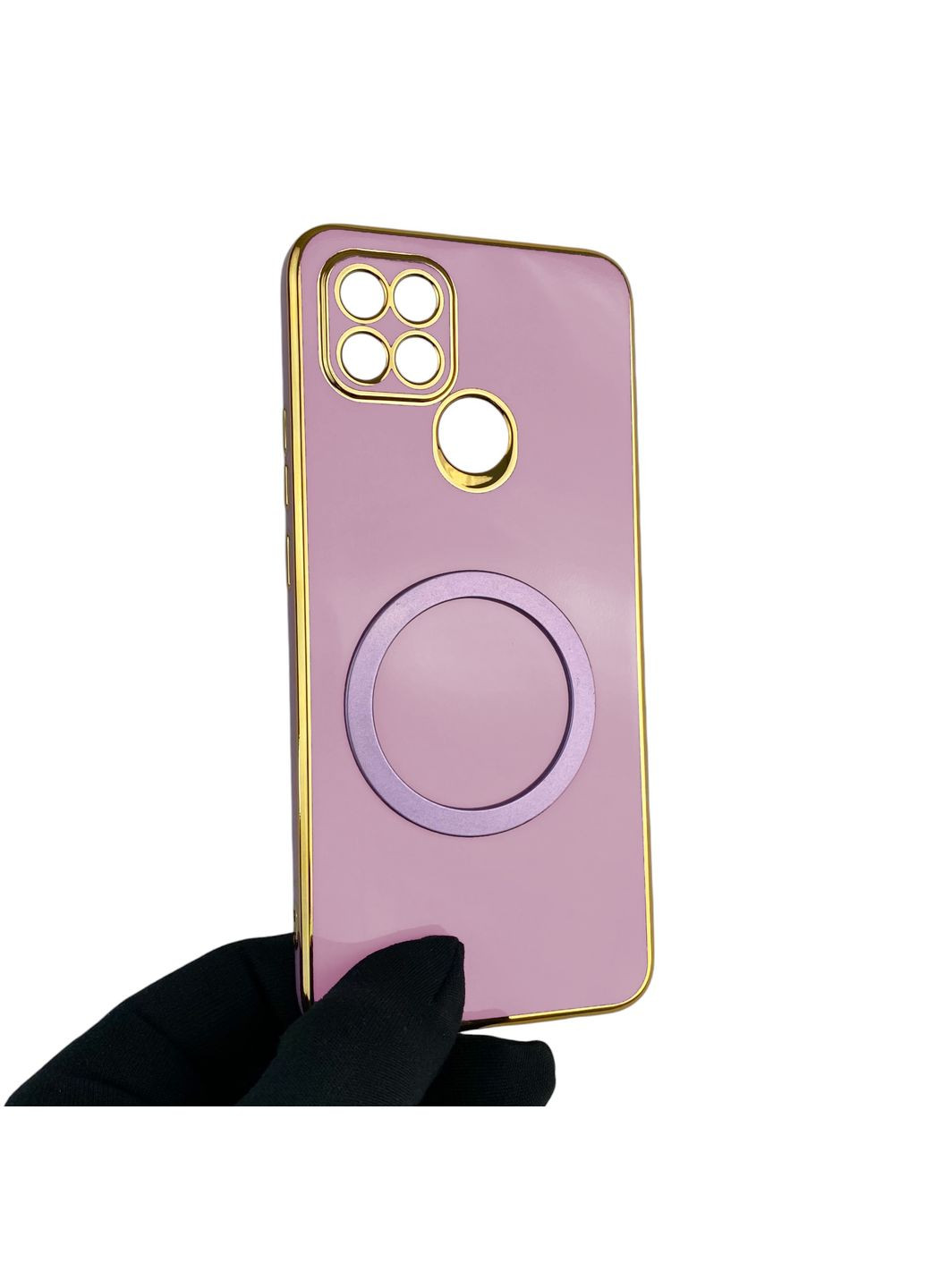 Чехол для A15s с кольцом MagSafe с золотой окантовкой на оппо а15с черничный gs1 Oppo (366236297)