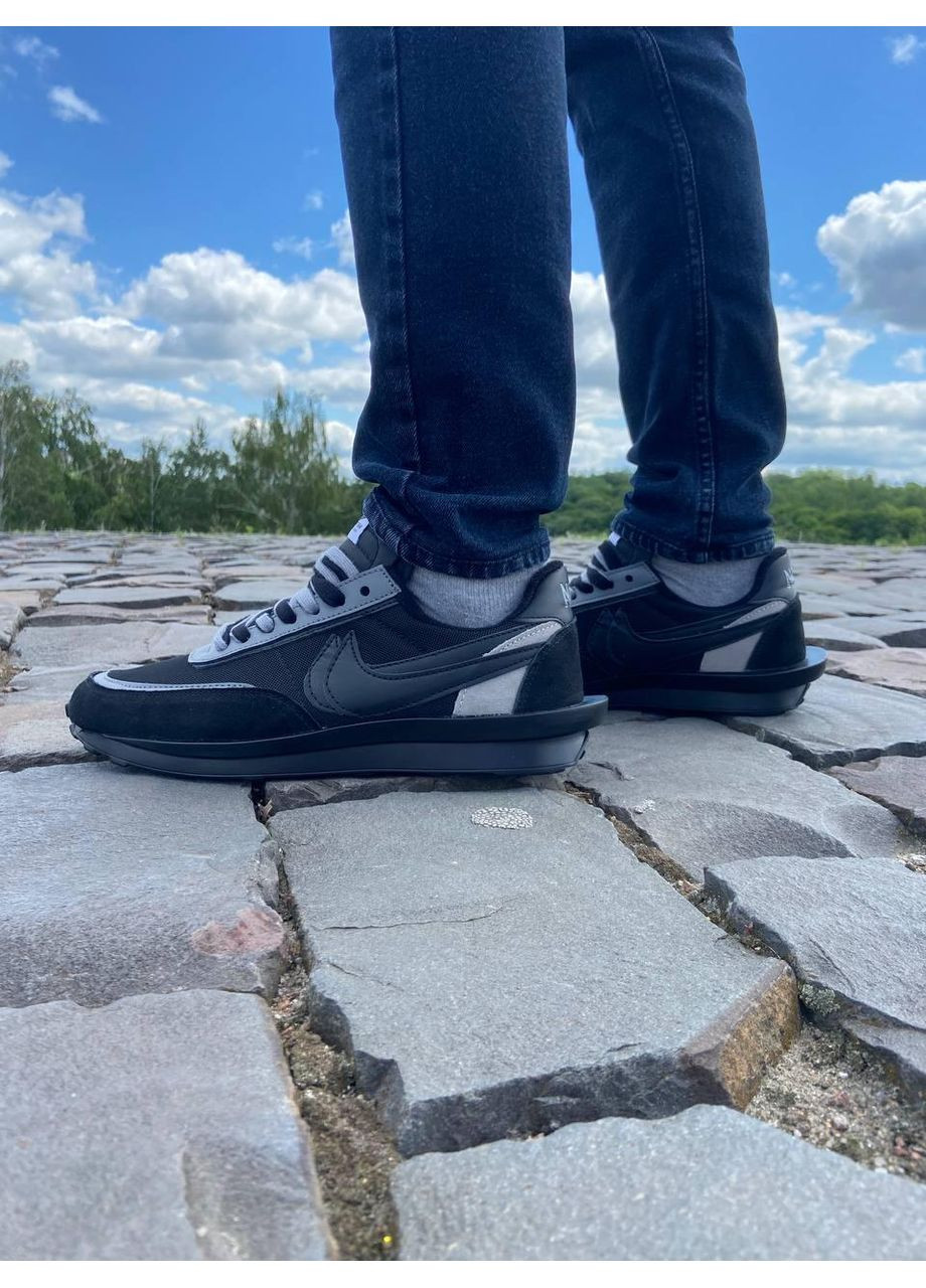 КРОССОВКИ ЖЕНСКИЕ NIKE LD WAFFLE SACAI BLACK НАЙК No Brand чёрные демисезоны (368888034)