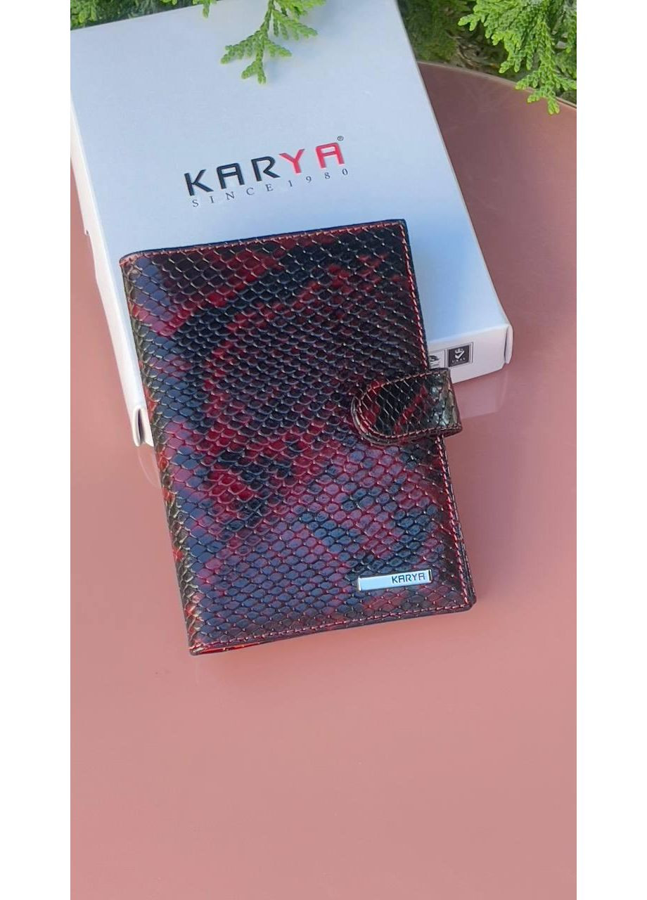 Кожаный кошелек для автодокументов Турция на кнопке, красный с черным удобно вмещает права, техпаспорт, карточки Karya (348357387)