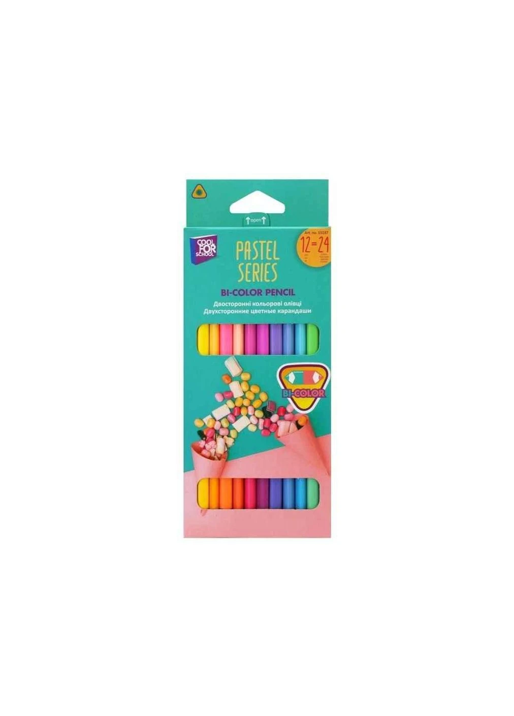 Карандаши цветные 24цв. двухсторонние премиум PASTEL трехгранные, CF15187 ТМ COOLFORSCHOOL Cool For School (304061083)
