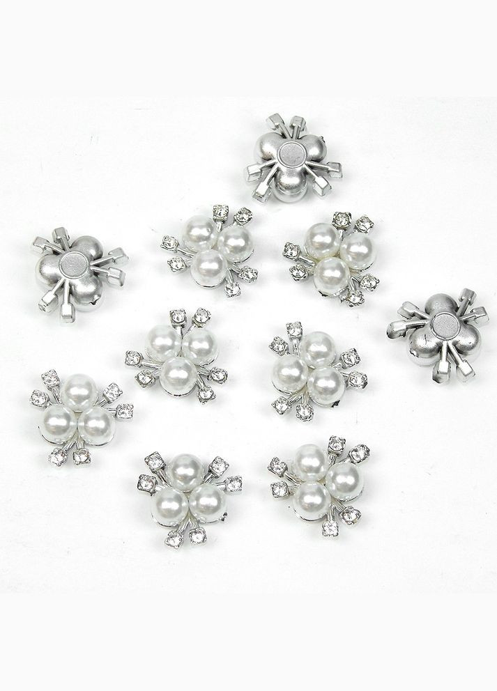 Клейовий пластиковий декор Три перлини, 21 мм, срібна основа No Brand (341730634)