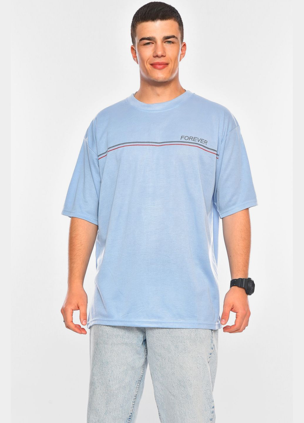 Сіра футболка чоловіча батальна сірого кольору Let's Shop