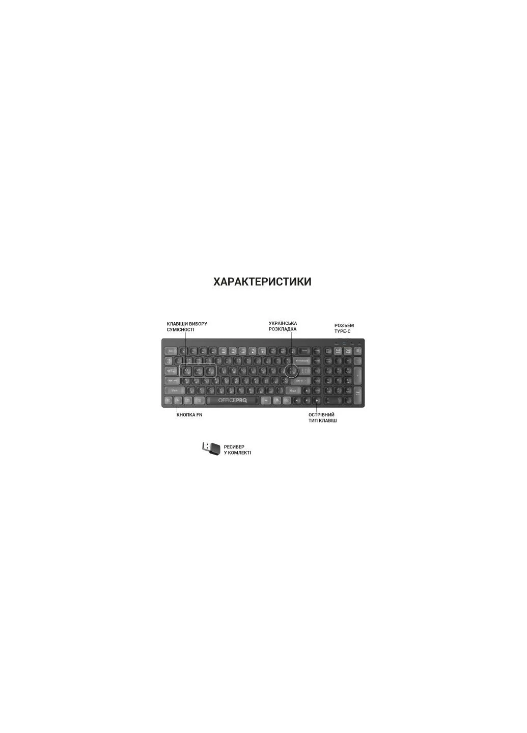 Клавиатура (SK985B) OfficePro SK985B Wireless/Bluetooth Black (380244468)