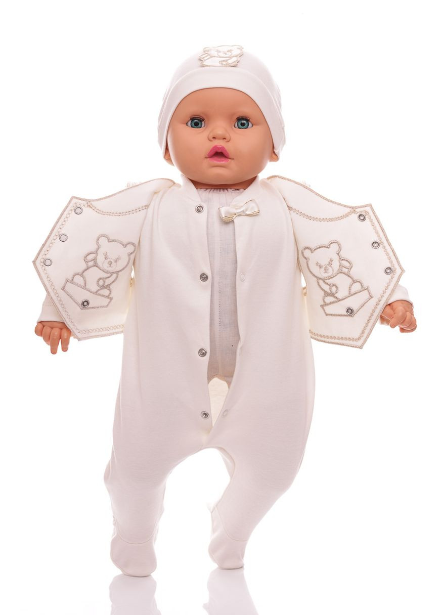 Человечек с шапкой для мальчика трикотажный Мишка молочный 62 см (34530) Murat baby (296193413)