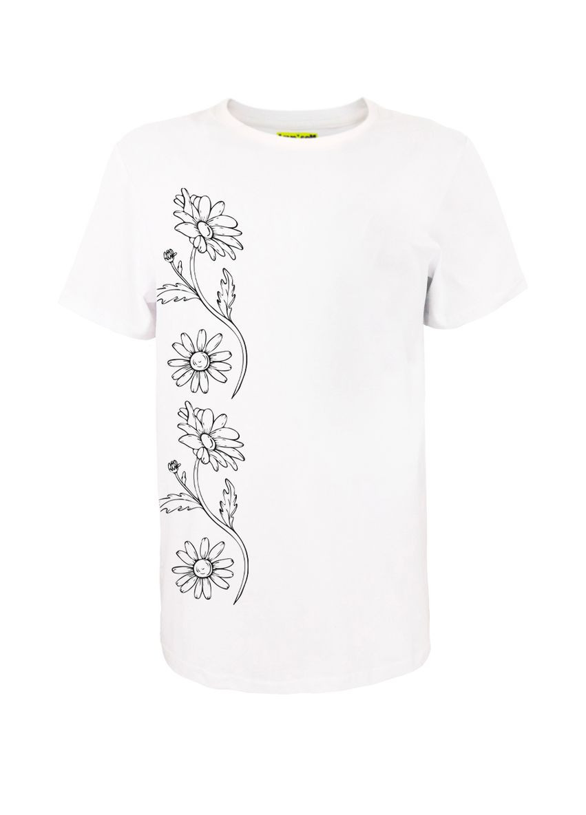 Футболка унисекс белая с коротким рукавом с принтом "Цветы" шелкография 4PROFI - (346286830)