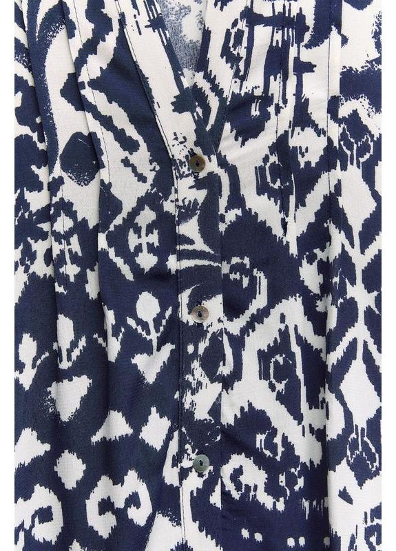Синя сукня міні з принтом та довгими рукавами Zara