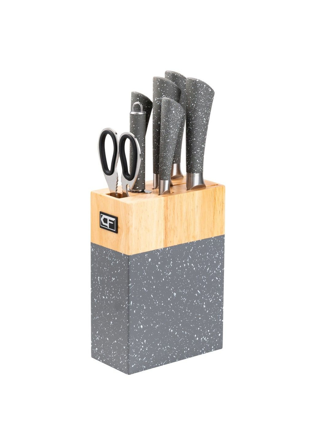 Набор кухонных ножей на подставке 8 штук серый гранит Without (293170787)