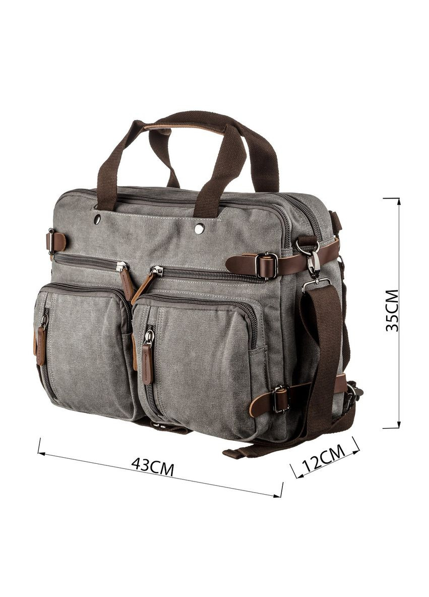 Рюкзак трансформер дорожная сумка мужская с отделением для ноутбука текстильная серая 20151 Vintage (362417990)