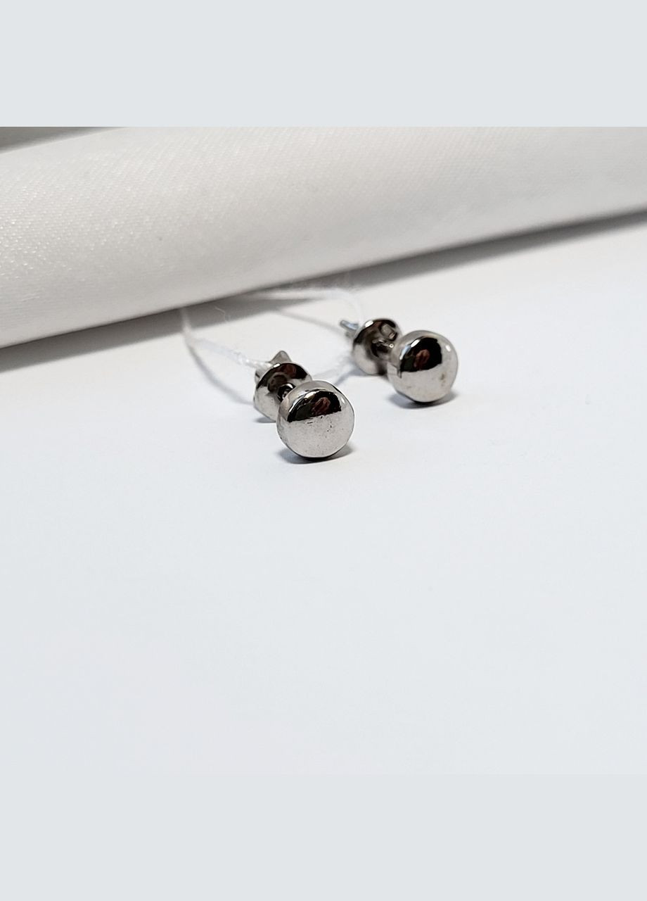 Серебряные сережки гвоздики на закрутках Монетки без камней серебро 925 пробы Родированное 82765 1.43г No Brand (306741900)