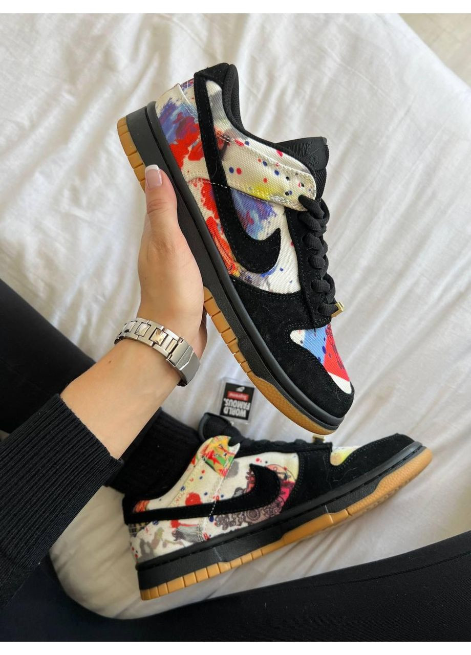 Черные демисезонные кроссовки мужские nike sb dunk low supreme rammellzee найк сб данк No Brand