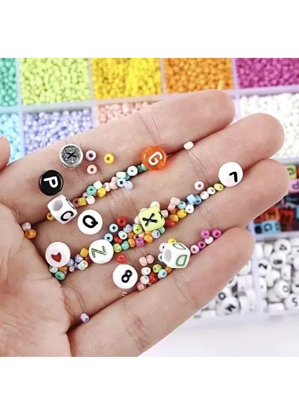 Комплект для виготовлення дитячих прикрас браслетів намист 28 видів намистин 10000 елементів 23х11х2 см (481385-Prob) Unbranded (361306306)