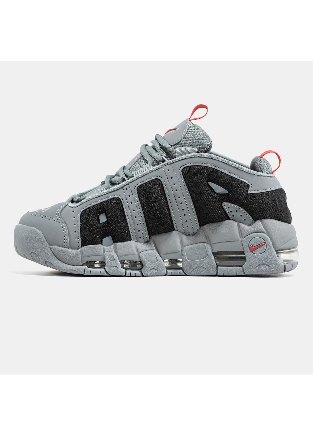 Сірі Осінні кросівки чоловічі nike air more uptempo low grey black | найк аір мор уптемпо сірі No Brand