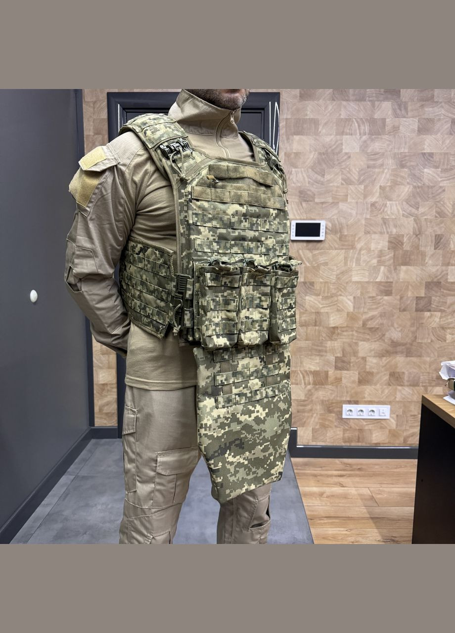 Підсумок з балістичним пакетом 1 класу, фартух напашник для плитоноски, розмір, Піксель, Cordura 1000D Добронь (362601428)