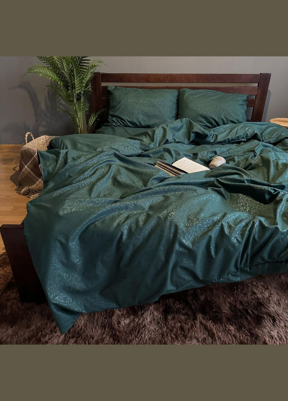 Комплект постільної білизни Гілочка однотонний полісатин євро 200х220/50х70 см Смарагдова No Brand (308351218)