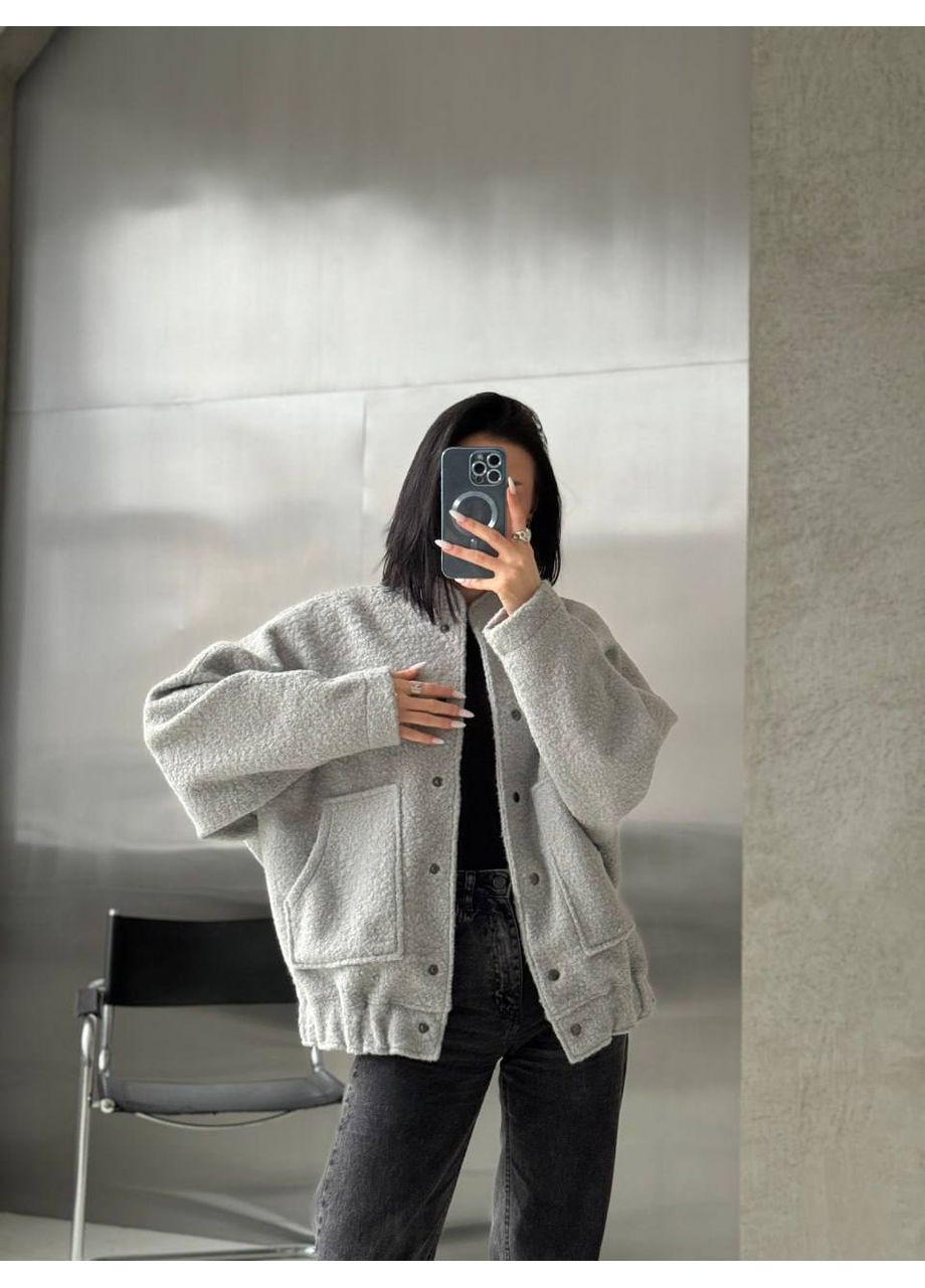 Бомбер жіночий оверсайз в стилі Zara з баранець(заміри в описі) DK/DL Мода без кордонів на кнопках (366447235)