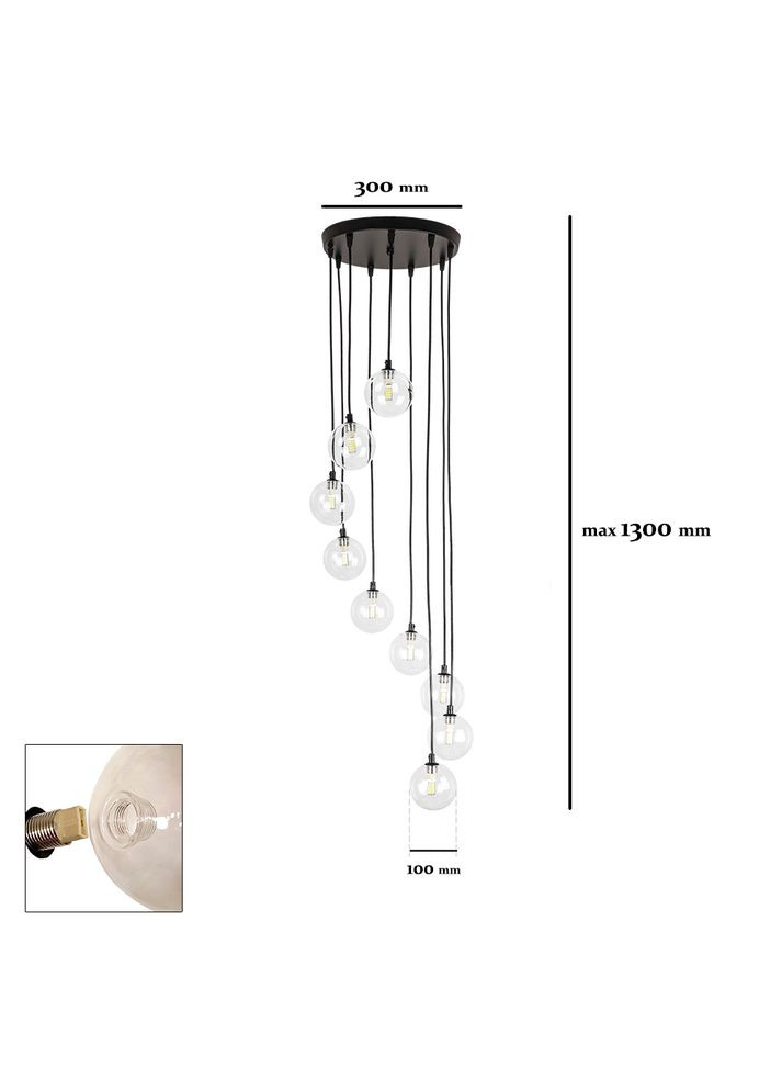Подвесной светильник 761P1009F-9 BK+CL (300) (LVS4618) Levistella (323003315)