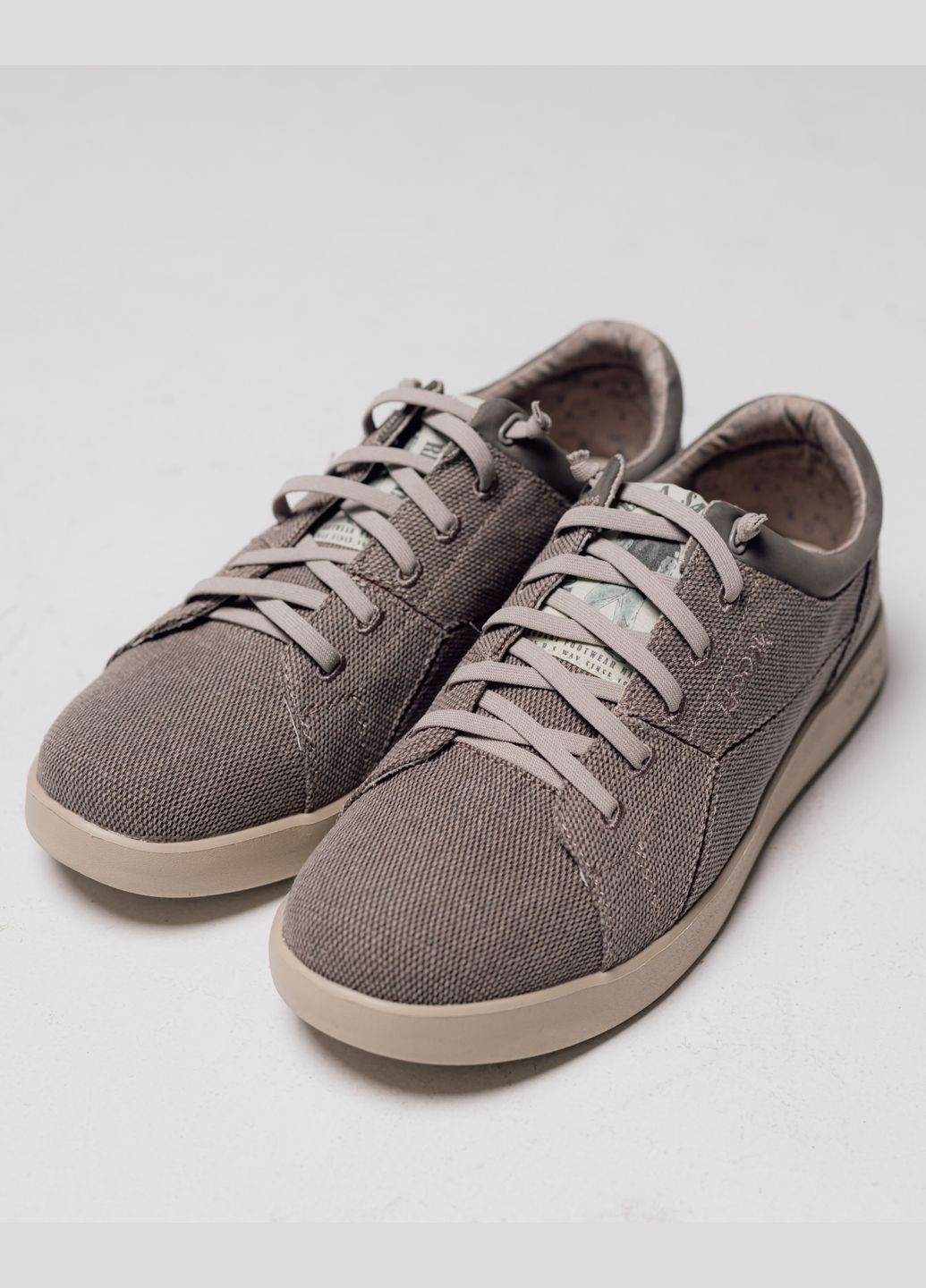 Серо-бежевые мокасины визон текстиль Hodaki