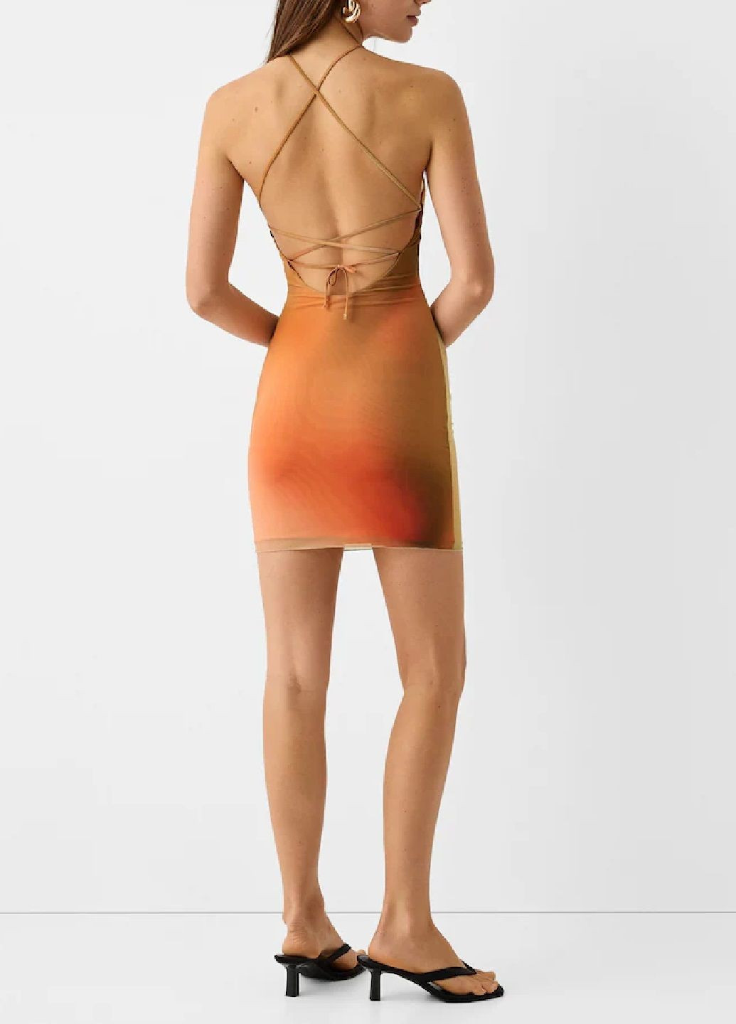 Комбинированное праздничный платье Bershka с абстрактным узором