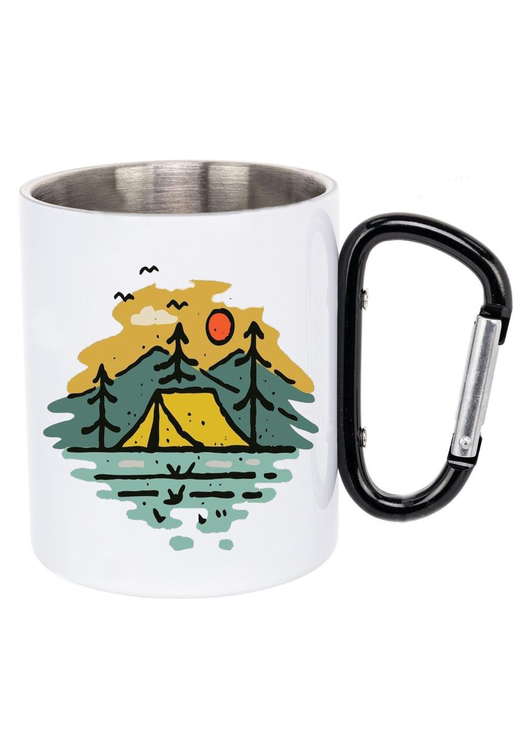 Кружка металлическая с карабином (black) туристическая 300 мл #0069 белая No Brand (316121419)