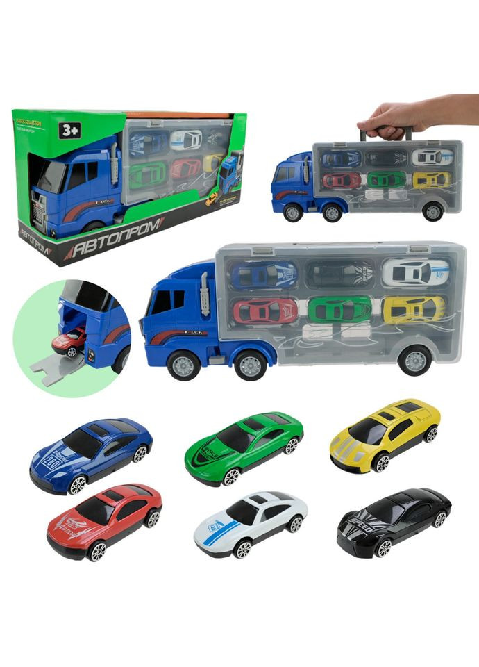 Детский трейлер с машинками PS006-1, 6 машинок АВТОПРОМ (364269765)