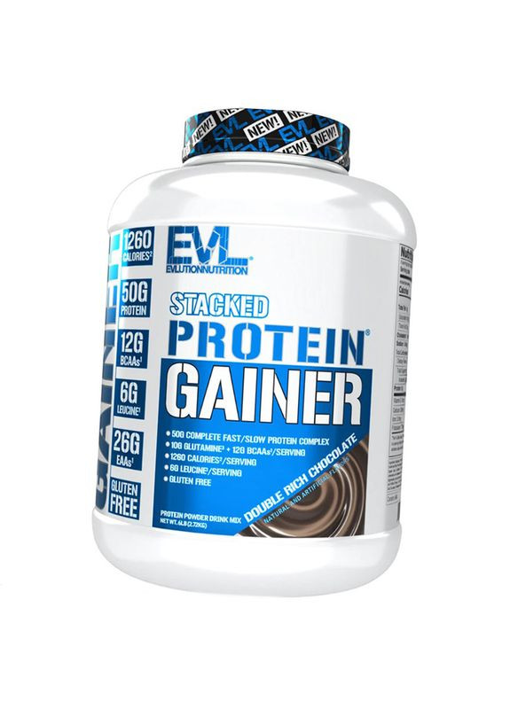 Гейнер, Stacked Protein Gainer, 2720г Двойной шоколад (30385001) EVLution Nutrition (277635443)