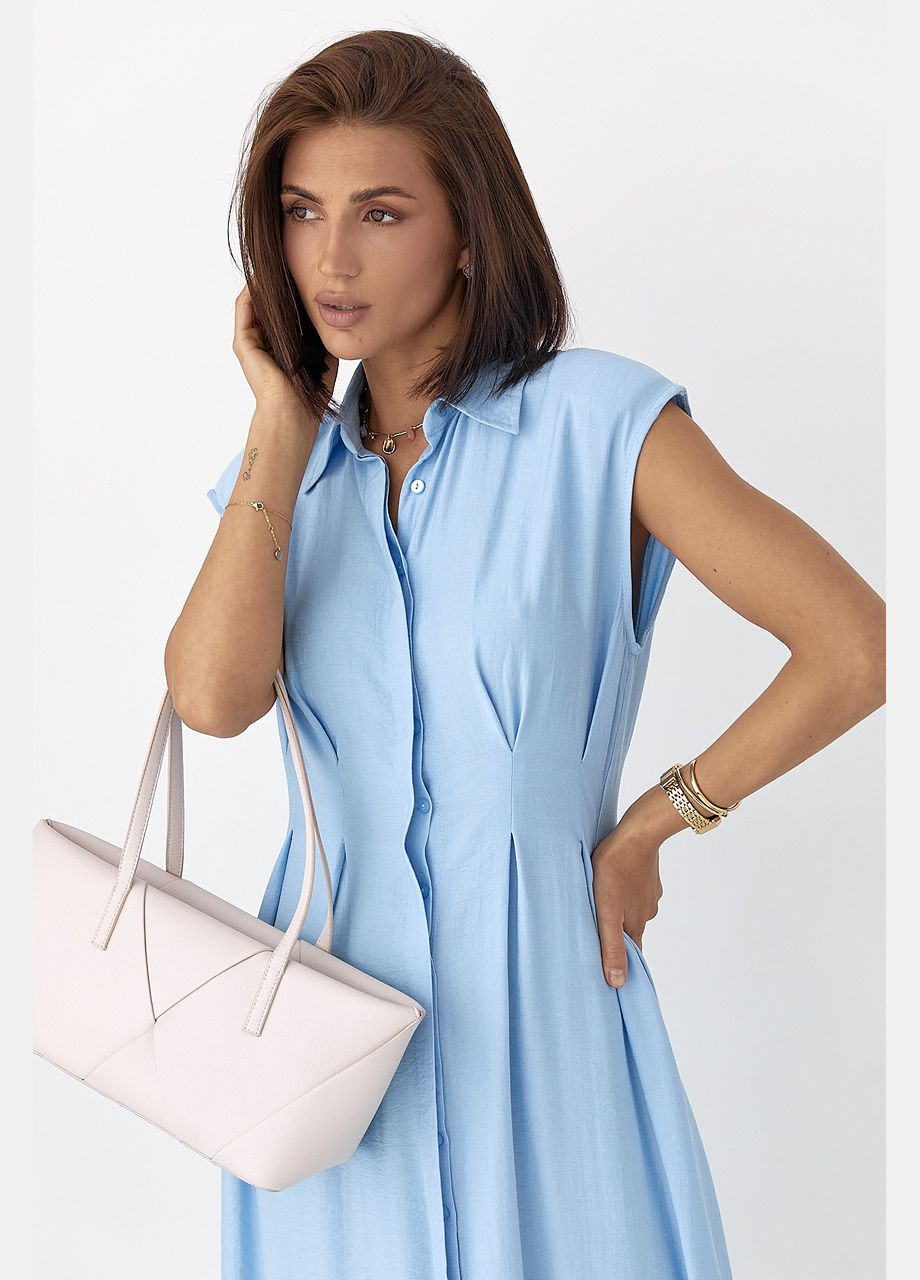 Блакитна сукня-поло з клинами Lurex