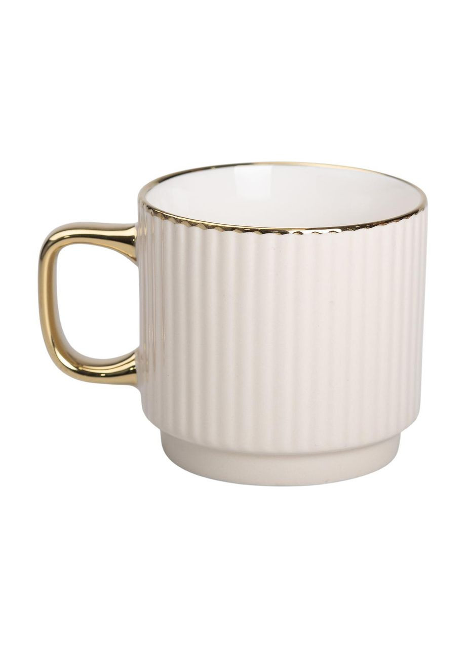 Чашка фарфоровая с золотым ободком и золотой ручкой 300 (мл) Бежевая RX-N231129BE Liling Rongxiang Ceramic (370974307)