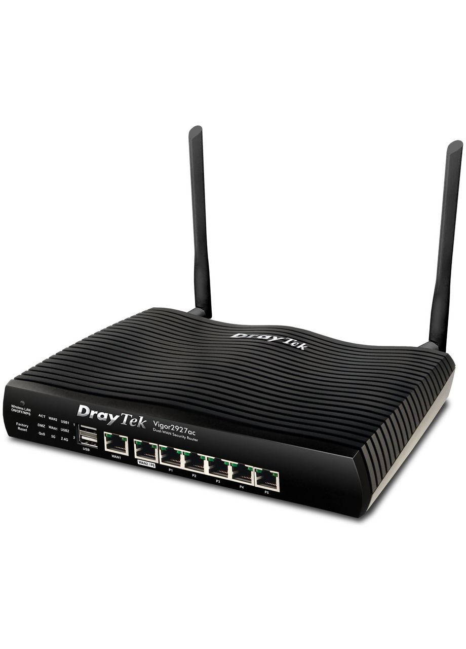 Маршрутизатор Drytek Vigor 2927ac, 2(6) WAN GbE, 5 LAN GbE, 2 USB 2.0, 50 VPN, Multi-LAN (8+DMZ+IP R DrayTek (315040864)