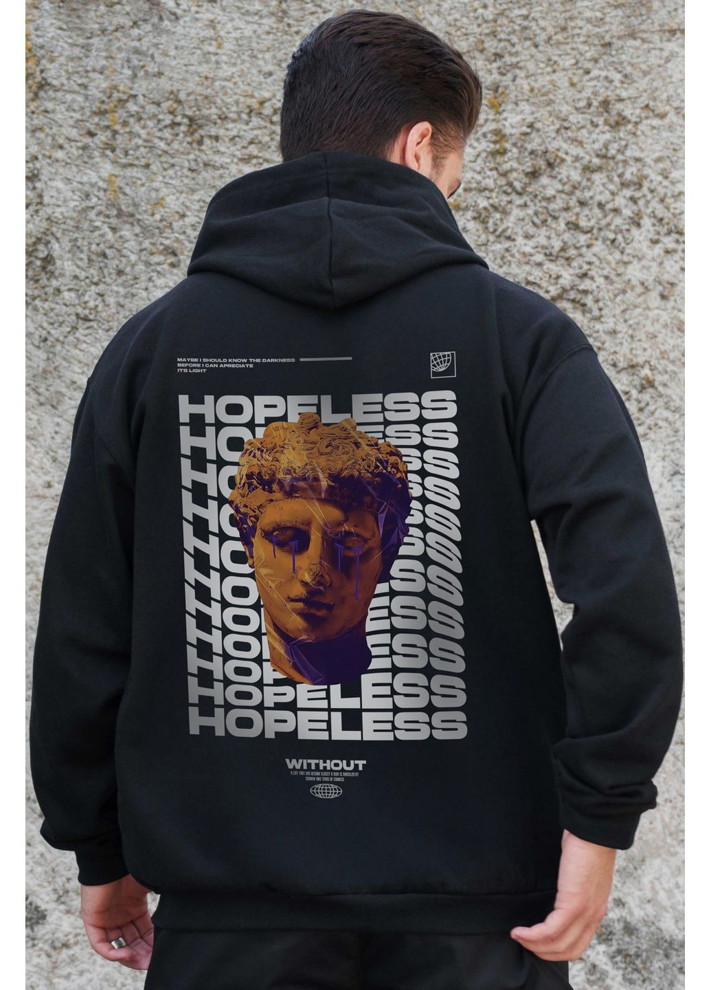 Чоловіче Утеплене Зіп Худі На Флісі Зіпер Kane З Принтом Hopeless Without (362206939)