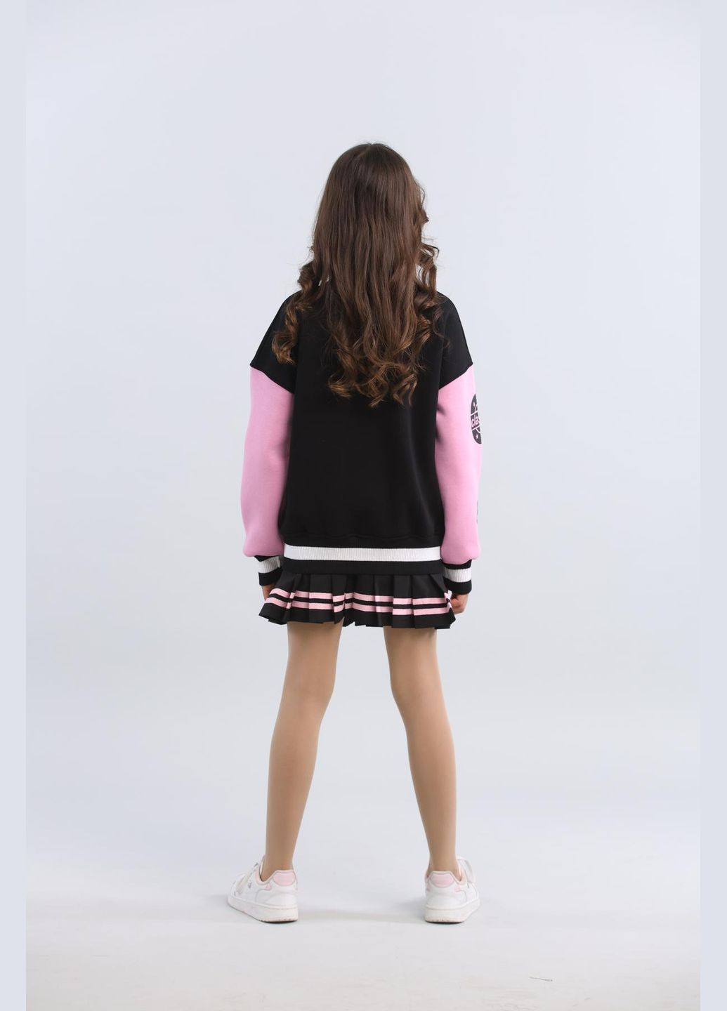 Черный демисезонный комплект (бомбер, юбка) на флисе юбочный IRmAS оверсайз