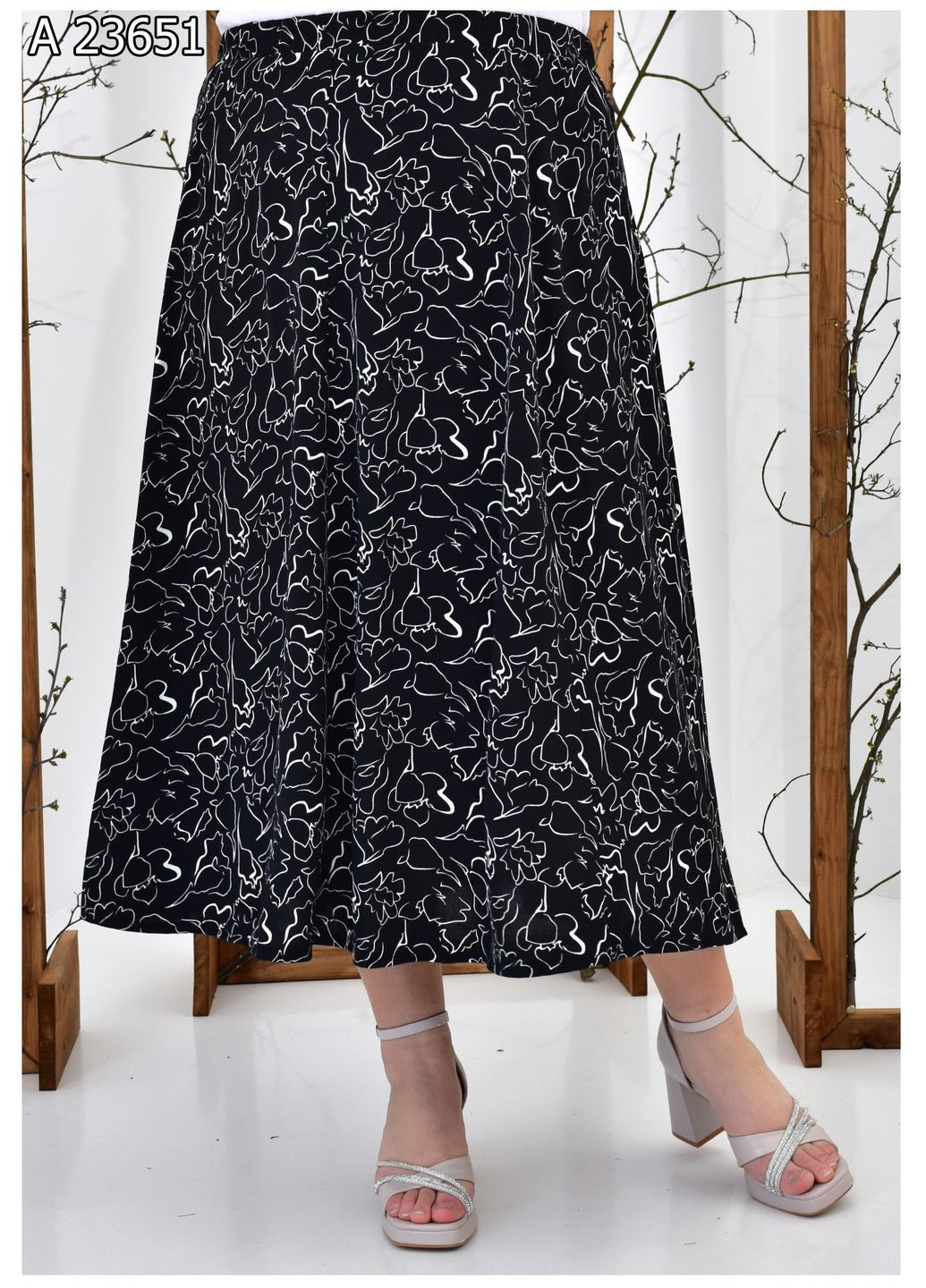 Черно-белая повседневная летняя женская юбка большого размера SK