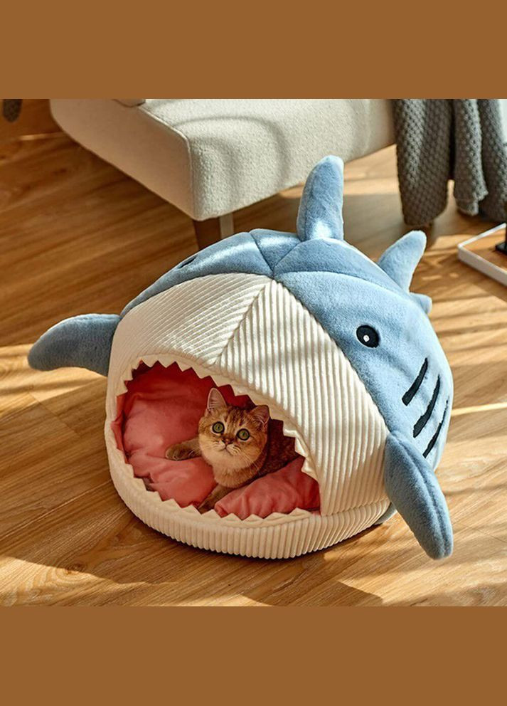 Будинок-лежак Акула, лежак для собаки, кішки, 49х45х33см Блакитний No Brand (299915508)