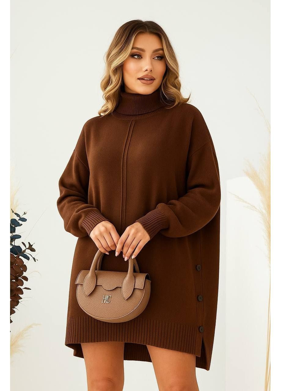 Коричневый женский свитер-туника турция Osoblyva