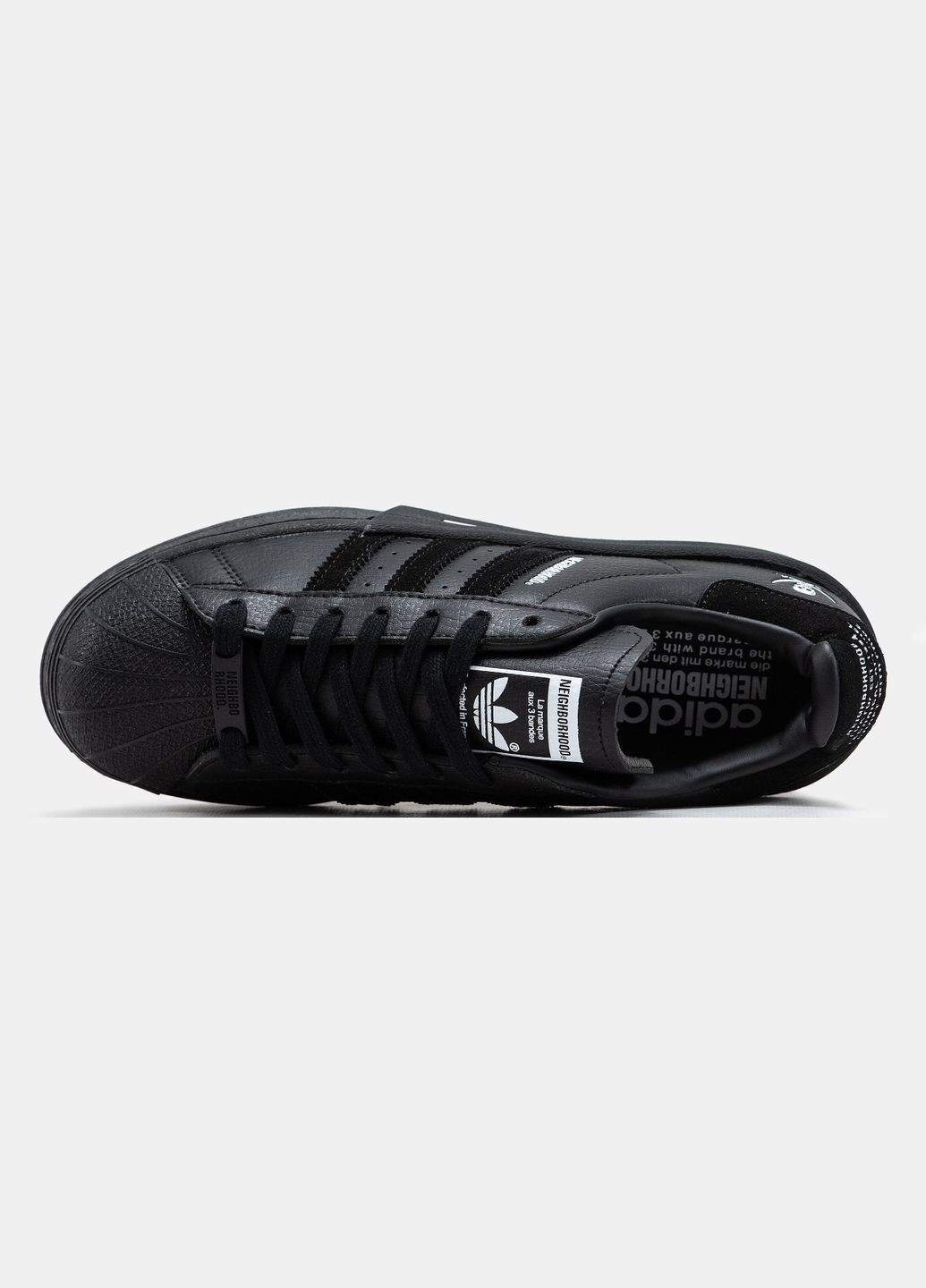 Черные всесезонные кроссовки мужские и женские adidas superstar x neighborhood black | адидас суперстар черный No Brand