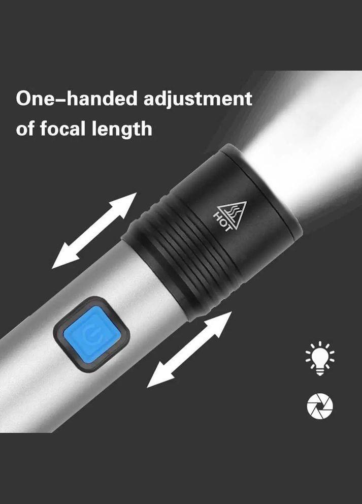 Ручний тактичний світлодіодний акумуляторний ліхтар USB CHARGE+ ZOOM (1757884280) Bailong BL-K31 (335808258)