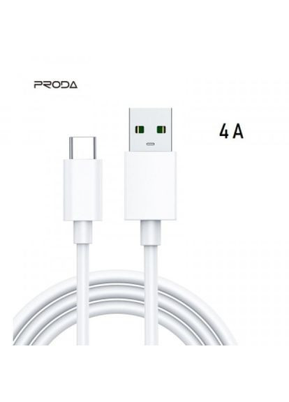 Дата кабель USB 2.0 AM to TypeC 4A white (PD-B71a-WHT) Proda usb 2.0 am to type-c 4a white (268145599)