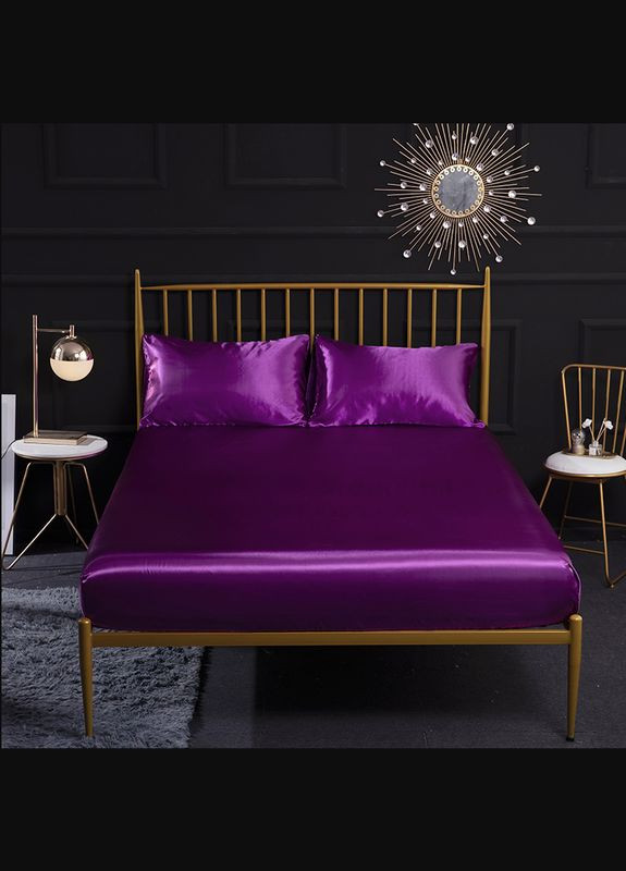 Атласна постільна білизна Півторний Фіолетовий 145 x 210 наволочки 2 х 50х70 см, 2 х 70х70 см (141413) No Brand (308754880)