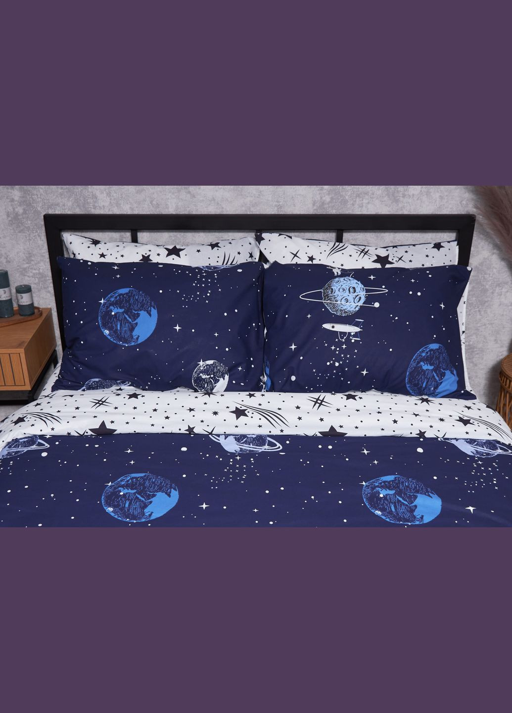 Комплект постельного белья Ranforce Elite «» двуспальный 175х210 наволочки 4х70х70 (MS-820001712) Moon&Star cosmos (285717045)